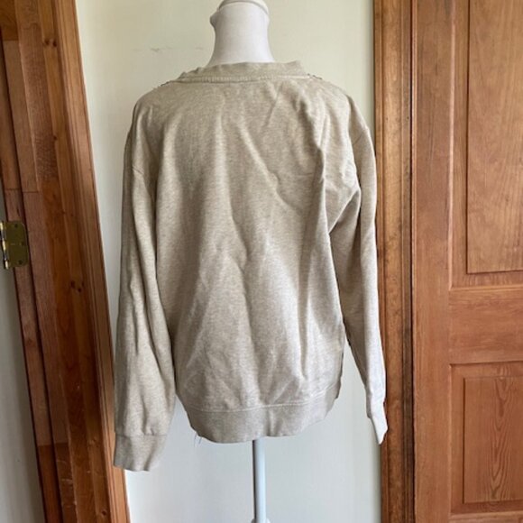 J. CREW Embellished Beaded Sweatshirt Oatmeal Mermaid M - Picture 11 of 16